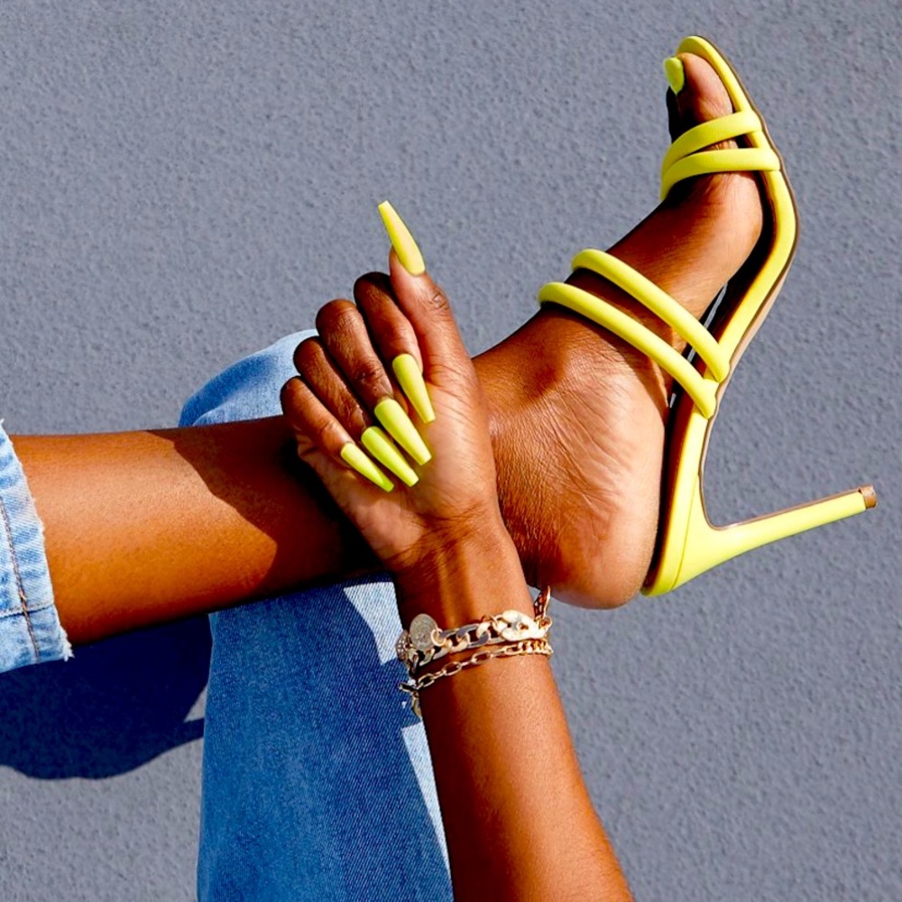 Slip on yellow heel